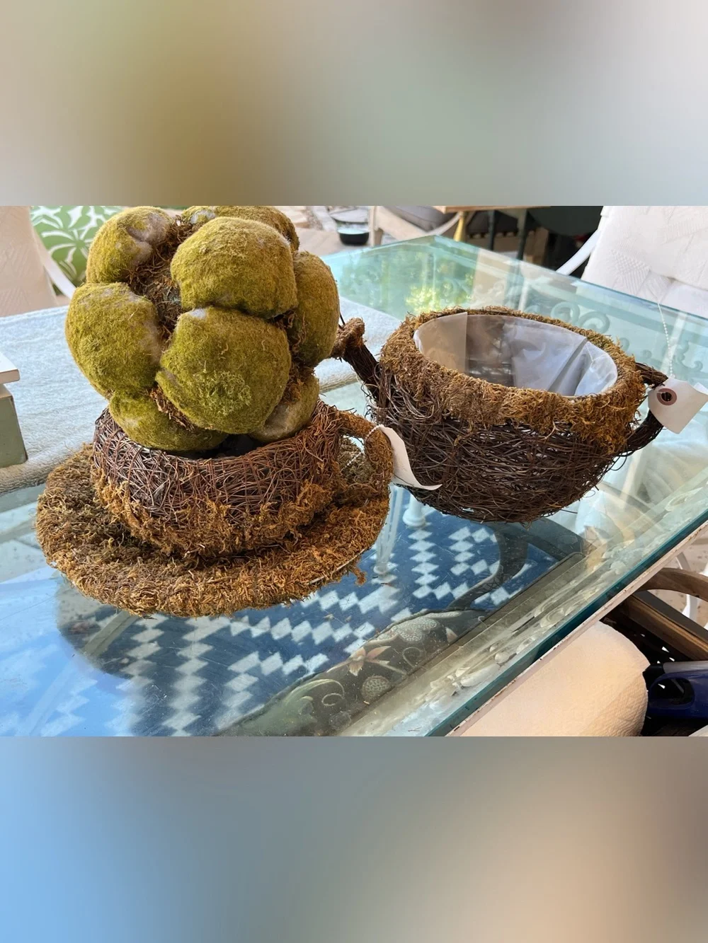 Rustic Moss & Twig, Tea Pot & Tea Cup Set in Brown and Green